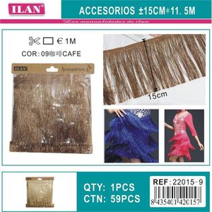 Nastro con frange ILAN 15 cm x 11,5 m colore caffè per decorazioni e artigianato - Product Image 3