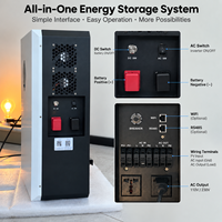 Station d'énergie solaire tout-en-un avec batterie au lithium intégrée, charge plus rapide, onduleur 3kw/5kw + batterie LiFePO4 2.56KWh/5KWh