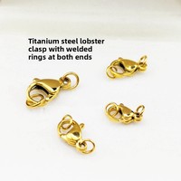 YUEMOON Fermoir mousqueton plaqué or 18 carats PVD, boucle en acier titane poli double extrémité, anneau de soudure, composants de bijoux DIY faits à la main