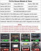 Système Plug & Play pour Rogue 2011-2013, Versa, Sentra, Frontier, Cube : Écran tactile GPS, Carplay, Android Auto, AM/FM, MP3, USB, Caméra de recul