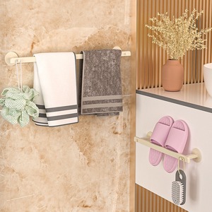 Porte-serviettes mural crème en métal non perforé <span class=keywords><strong>pour</strong></span> salle de bain et salon, support de rangement <span class=keywords><strong>pour</strong></span> toilettes - Product Image 4