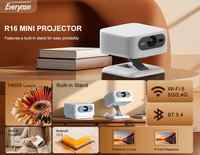 Mini projecteur LED Everycom R16 avec support intégré, prise en charge 1080P, portable, Android BT5.4, 550 lumens ANSI, design de poche