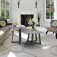 Ensemble de Table basse ronde pour salon, avec plateau en pierre frittée et fer à repasser, vente en gros