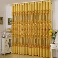 Rideaux brodés pour la maison, tissu occultant en polyester à motifs floraux exquis pour salon, chambre à coucher, tissu de rideau pour la maison