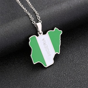 Collar con Colgante de Mapa de Nigeria al por Mayor, Bandera Esmaltada de Acero Inoxidable, Collar con Mapa de África, Colgante Personalizado con Forma de Mapa - Product Image 2