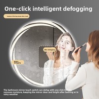 Espejo de Baño LED Circular HD Moderno y Sencillo con Marco de Vidrio, Alimentado por Enchufe, Montado en Pared, para Hoteles y Uso Doméstico, Venta al por Mayor Transfronteriza