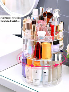 Organisateur de maquillage acrylique en plastique à 360 degrés rotatif réglable plateau tournant cosmétique organisateur de maquillage - Product Image 3