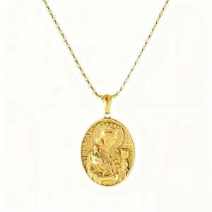 Collar Religioso Antideslustre Personalizado de Acero Inoxidable con Baño de Oro de 14k y 18k con Cruz Fina de Jesús y la Virgen María para Mujeres y Hombres - Product Image 5