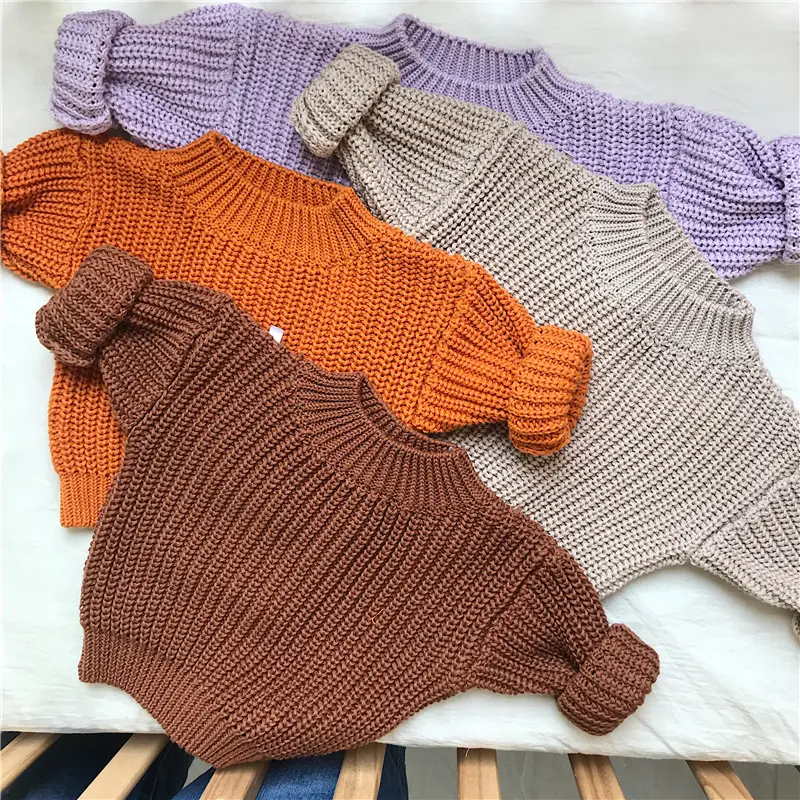 Maglione neonato 100% in cotone lavorato a maglia autunno inverno cotone Pullover a girocollo per bambini e bambine maglione