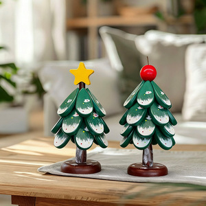 Multi-layered star apple <b>Christmas</b> <b>tree</b>, retro green <b>Christmas</b> <b>tree</b>, solid wood heat-insulating coaster, <b>table</b> decoration, - Product Image 2