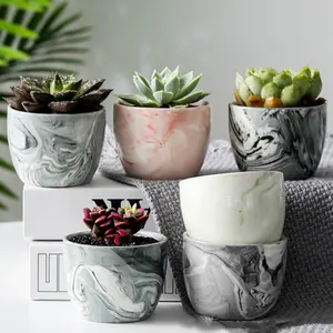 Home & Garten büro schreibtisch mini kleine marmor weiß keramik topf für sukkulenten pflanzer blumentopf blumentopf für pflanzen großhandel