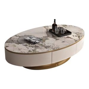 Set di mobili da salotto di lusso con struttura in acciaio inox nuovo tavolino in <span class=keywords><strong>pelle</strong></span> cassetto TV mobile con <span class=keywords><strong>centro</strong></span> in marmo - Product Image 3