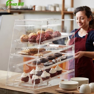 Hộp Trưng Bày Bánh Ngọt <span class=keywords><strong>Acrylic</strong></span> Với Cửa Trước, Sự Lựa Chọn 4 Khay Khay Trưng Bày Bánh Nướng 4 Mặt Hiển Thị Đứng - Product Image 1