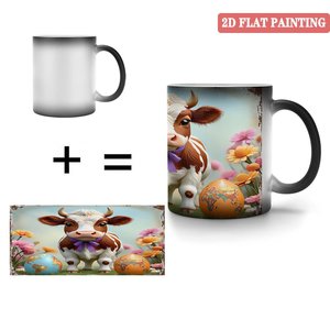 Tasse magique 11oz en céramique noire givrée, changeant de couleur à la chaleur, pour thé et café, camping, voyage, portable - Product Image 4