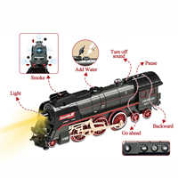 1:68 DIY Gare Ferroviaire Électrique Télécommande Piste Train à Vapeur Locomotive Jouets avec Vrai Éclairage et Son pour Enfants