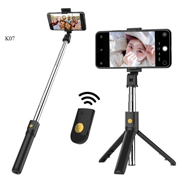 Wireless Bluetooth Remote Extendable K07 Selfie Stick Monopod Phone Stand Holder 3 In 1 Camera Tripod For Smartphone