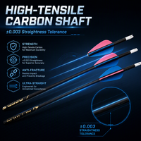 Flèches légères et durables en carbone pur ID 4,2 mm 6,2 mm, personnalisées, pour tir à l'arc recurve et chasse, avec pointe en acier