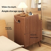 Table de chevet multifonctionnelle en bois massif moderne, armoire de rangement ultra-étroite avec tiroirs pour chambre à coucher, design simple