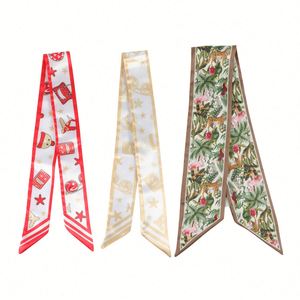 Wholesale Hot Sale Fashionable Handbag Handle <b>Wrap</b> Hair Head Band Neckerchief Custom Printed Ribbon Silk Scarf - Product Image 1