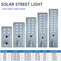 Lampadaire solaire tout-en-un de haute qualité, étanche IP65, 200W-600W, batterie LiFePO4, LED