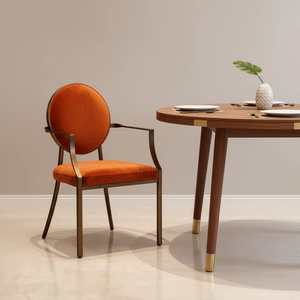 <span class=keywords><strong>Fauteuil</strong></span> en métal rembourré de luxe moderne avec dossier, chaise de salle à manger élégante pour la maison, coin repas, villa, boutique, café, salon - Product Image 3
