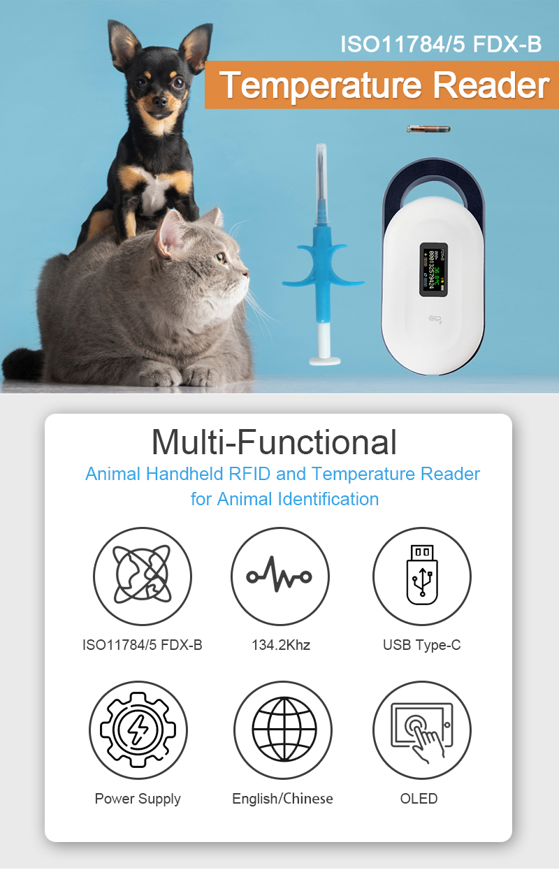 RFID Thermo Chip Sensor for Animal ID Tags - 8cm Range