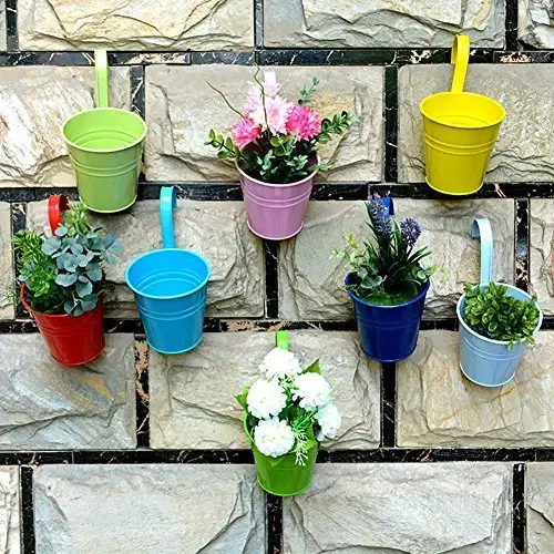 Pot d'herbes de jardin en fer galvanisé, nouveau, pot de fleurs, seau multicolore, jardinière décorative à suspendre en métal, 500ml