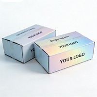 Boîte de courses pliable en papier laser réutilisable tendance, personnalisable avec LOGO, pour l'expédition de chaussures et vêtements haut de gamme, motif dessin animé
