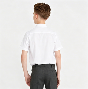 Chemise d'uniforme <span class=keywords><strong>scolaire</strong></span> à manches courtes unie pour enfants, tenue formelle et décontractée pour garçons et filles, tissu durable et respirant pour l'école - Product Image 2