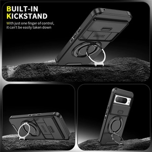 Étui de téléphone magnétique avec anneau rotatif à 360° en métal pour Google Pixel 7 Pro 9 Pro 10 Pro XL 8A, protection coulissante de l'appareil photo - Product Image 2