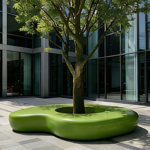 Banc-planteur d'arbres écologique en FRP artistique pour jardins en bord de lac - Product Image 6