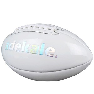 고품질 내구성 PU 가죽 아메리칸 풋볼 맞춤형 로고 홀로그램 형광 야광 주니어 유소년 사이즈 훈련용 - Product Image 4