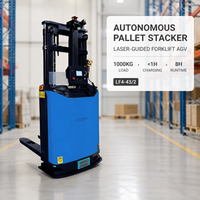 Junebreath LF4-432 Chariot élévateur compact automatisé de 1 tonne à commande par hélice, robot AGV de manutention de palettes avec navigation laser et détection d'obstacles