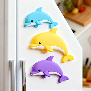 Cute 3D Silicone Refrigerator <b>Stickers</b>: LFGB-Certified Eco-Friendly Custom Dolphin/Flower Fridge Magnets (Travel Souvenirs) - Product Image 1