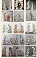 Arche Florale Murale de Mariage en Soie Faux Fleurs, Pilier de Fleurs Artificielles Rose Rouge et Blanche pour Décors d'Événements