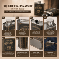 Boîte rectangulaire en acier inoxydable de 200 ml pour alcool, conteneur d'emballage en métal de qualité alimentaire pour whisky et vodka
