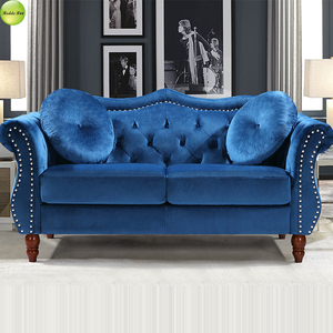 Canapé 2 places moderne en velours <span class=keywords><strong>royal</strong></span> personnalisable, avec pieds en bois, fabriqué en Chine - Product Image 3