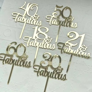 Fabuloso Adorno Acrílico Dorado para Pastel de <span class=keywords><strong>Cumpleaños</strong></span> Número 18, 21, 30, <span class=keywords><strong>40</strong></span>, 50, para Decoración de Postres en Fiestas de Navidad y <span class=keywords><strong>Cumpleaños</strong></span> - Product Image 3