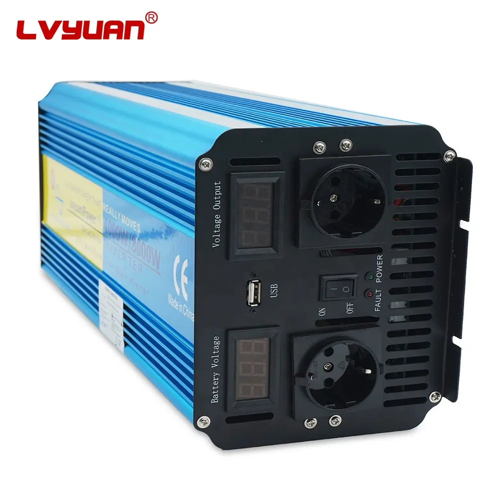 LVYUAN 4000W 8000W DC 12V 24V AC 120V 230V 순수 사인파 인버터 4kw 태양광 시스템 홈 인버터 순수 사인파 인버터