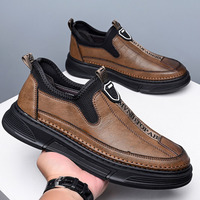 Nouveauté : Chaussures décontractées pour hommes en cuir naturel, respirantes, avec doublure en mesh anti-transpiration, semelle en caoutchouc épaisse et durable, style mocassins