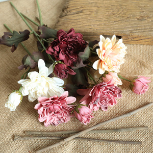 Venta al por mayor decoración artificial ramo de flores 6 cabezas Dalia <span class=keywords><strong>Pinnata</strong></span> boda guirnalda flores artificiales - Product Image 4
