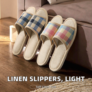 <span class=keywords><strong>Ciabatte</strong></span> Leggere in Lino con Punta Aperta per Uomo, Primavera Autunno Inverno, Blu, Rosa, Nero, Bianco, Colori a Righe - Product Image 1