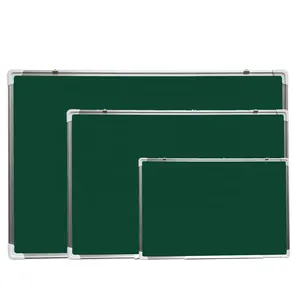 Papan kapur bingkai logam ukuran besar, papan hijau magnetis bebas debu dengan nampan pena