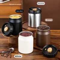Boîte à café sous vide en acier inoxydable 304, récipient de stockage alimentaire hermétique, couvercle à bouton poussoir, garde les grains frais pour le thé