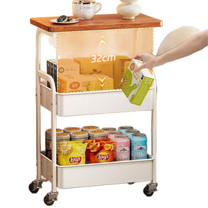 Estante de Almacenamiento Moderno de Múltiples Niveles con Superficie de Madera y Estructura Metálica para Organización del Hogar, Sala de Estar y Dormitorio, Tipo Vertical Resistente - Product Image 2