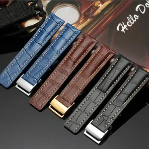 Correas de reloj de piel de becerro de 22mm y 24mm para <span class=keywords><strong>Breitling</strong></span>, correa de reloj de cuero, pulsera negra, marrón, azul, correa de reloj masculina - Product Image 1
