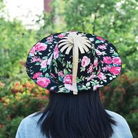 Sombrero de Bambú Plegable con Estampado Floral, Fácil de Llevar, para Viajes, Protección Solar