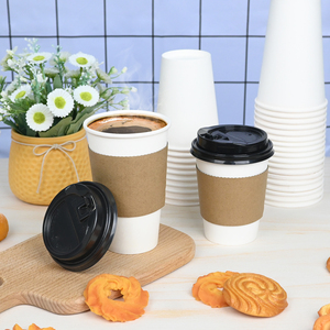 Gobelets à café en papier blanc 16oz avec couvercles et manchons, jetables, à paroi simple, pour boissons chaudes, lot de 80 - Product Image 5
