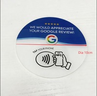 Autocollant personnalisé rond en acrylique avec QR et puce NFC pour avis Google et Facebook