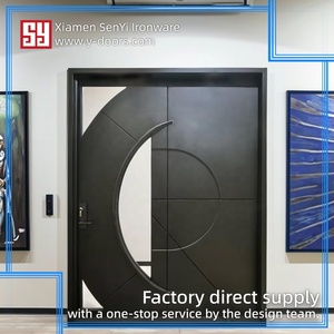 ประตูเหล็กดัดสีดำทันสมัยแบบหมุนและแบบเปิด-ปิดได้ พร้อมคุณสมบัติป้องกันการโจรกรรม สำหรับทางเข้าภายนอกวิลล่าหรือห้องโถง - Product Image 3
